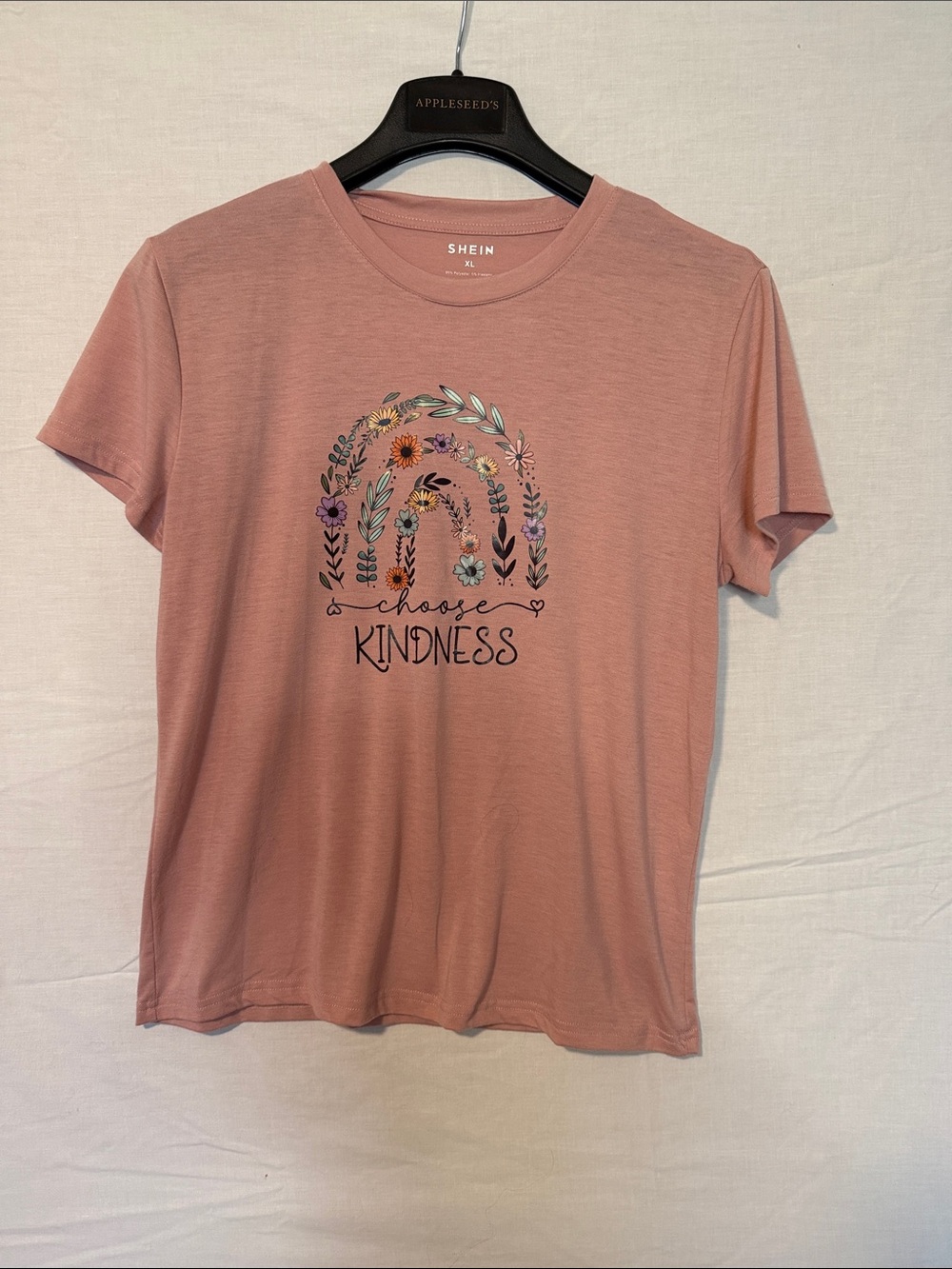 SHEIN Mauve Floral Rainbow 'Choose Kindness' Tee